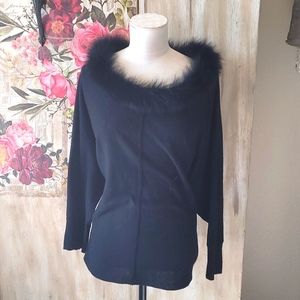 Luxury Fox Fur Trim, Wool & Cashmere Sweater Alice +Olivia